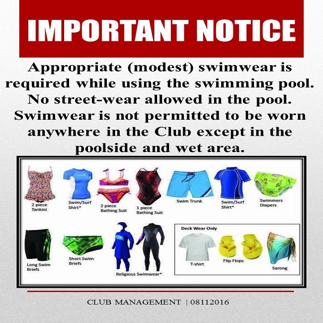 Important Notice Proper Swimwear in the Clubs